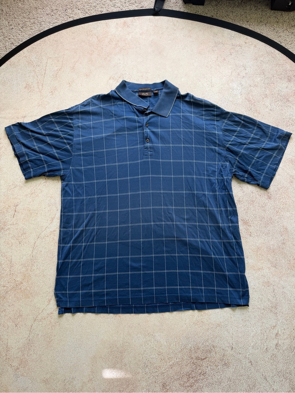 Tasso Elba Navy Windowpane Polo